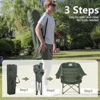 Colegence Oversized XL Padded Camping Chair Wide Heavy Duty Lawn Chairs Support 450 LBS Portable Folding Gaint Plus Camp Chair with Side Pocket Cup Holder for Outdoor Outside Sports Baseball-Green