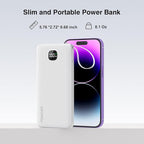penaover Portable Charger with Built-in Cables&AC Wall Plug,Slim 10000mAh 22.5W Fast Charging Power Bank,5 Output 2 Input USB-C External Battery Pack Compatible with iPhones,Samsung,Android, etc