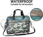 Vintage Daisy Wooden Board Laptop Bag 16 Inch, Slim Business Briefcase for Men Women, Shoulder Bag with Handle & Detachable Strap, Work Office Computer Messenger Bag