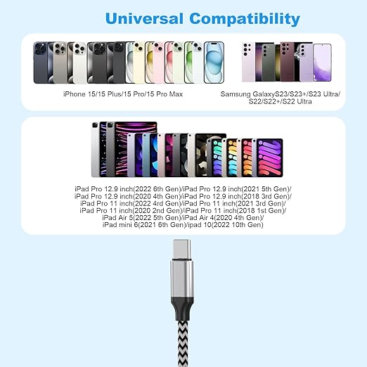 iPhone 17e 16 15 Fast Charger,i Phone Charger Fast Charging 2Pack Dual Port USB Wall Chargers Block Adapter Plug 10FT Braided Woven Cable Long Cord for iPhone 17/17 Air/16e/16 Pro/15 Pro/15 Plus/iPad