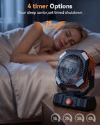 USONE Misting Fan, Portable Camping Fan Rechargeable, Battery Powered Fan for Camping with Light, Remote & Timer, Hanging Tent Fan with Hook for Outdoor fishing, Travel, Work/Summer Essential