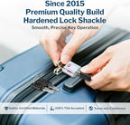 Forge Small Size TSA Approved Luggage Locks: Key Locks for Travel. Ultra Secure Dimple Key Travel Locks Alloy Body Luggage Locks. Silver 2-Pack.