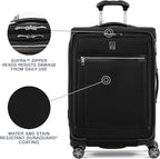 Travelpro Platinum Elite Softside Expandable Checked Luggage, 8 Wheel Spinner Suitcase, TSA Lock, Men and Women, Shadow Black, Checked Medium 25-Inch