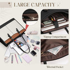 Laptop Bag for Women with Insulated Lunch Compartment 15.6 Inch Pu Leather Work Tote Computer Briefcase Bag for Office