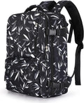 WONHOX Large Travel Backpack Women, Carry On Backpack,Hiking Backpack Waterproof Outdoor Sports Rucksack Casual Daypack Fit 14 Inch Laptop with USB Charging Port Shoes Compartment, Leaves Black