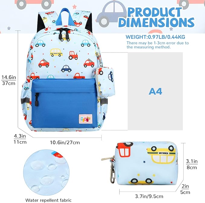 mygreen Toddler Backpack, Kids Backpack for Boys and Girls with Chest Strap | with Chest Strap