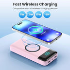 YHO Wireless Portable Charger 40800mAh for iPhone with Built-in Cables, Wireless Charging USB C Power Bank,25W PD Fast Charging Travel Essential Battery Pack for iPhone 17/16/15,Android-Pink