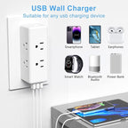 Multi Plug Outlet Extender with 6 Outlets & 3 USB Ports - MKSENSE Surge Protector Outlet Plug Adapter, Multi Plug Wall Outlet, 3-Sided Spaced Design for Home Office Travel (White)