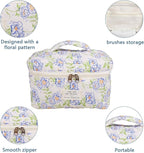 Gosect Large Makeup Bag, Cute Cosmetic Bag for Women Girls, Floral Coquette Aesthetic Toiletry Bag, Travel Make Up Organizer Bag (light blue)