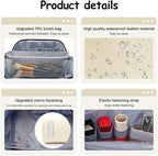 BOYATU Travel Makeup Bag Organizer Cosmetic Bag: 3 Pcs Set Make up Bags for Women with Handle - Waterproof Vegan Leather Toiletry Bags Travel Essentials Pouch with Compartments (C-04-White)