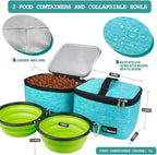 PetAmi Dog Travel Bag, Travel Pet Bag Organizer, Dog Food Travel Bag with Container Collapsible Bowls, Pet Travel Supplies Gift Accessories for Weekend Camping, Puppy Cat Diaper Bag, Teal Blue Large