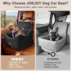 JOEJOY Elevated Dog Car Seat for Small/Medium Dogs up to 35 lbs, Memory Foam Booster Seat with Detachable Washable Cover, Travel-Safe Car Bed with Safety Belts & Storage Pockets, Black