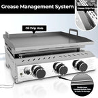 R.W.FLAME 3 Burner Tabletop Propane Griddle, 25" Stainless Steel, 24,000 BTU, Flat Top Grill for Outdoor BBQ, Camping & Patio