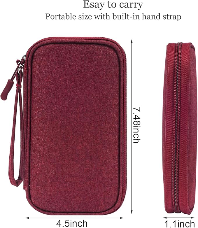 CAAORDKSO Electronic Cord Organizer Travel Case, Electronic Organizer Pouch Bag, Cable Organizer bag Pouch Electronic Accessories Case for Cable, Cord, Charger, Phone, Power Bank, Earphone (Wine Red)