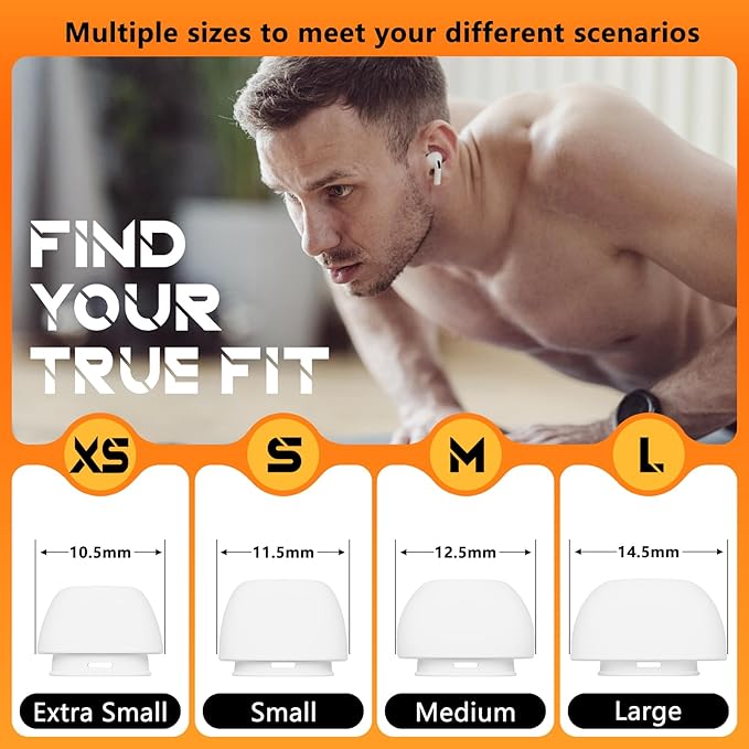 Inesore 4 Pairs Replacement Ear Tips for AirPods Pro 2nd/1st Generation with Portable Storage Box & Cleaner Pen,Noise Reduction Holewith & Built-in dust Guard Screen,Silicone EarTips(White)