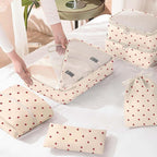 KPX 8 Set Packing Cubes for Travel, Luggage Packing Organizers Accessories Large Toiletries Bag for Clothes Shoes Cosmetics (8Set-Beige Strawberry)