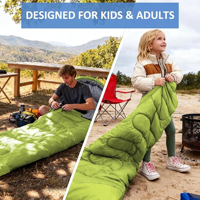 oaskys Camping Sleeping Bag - 3 Season Warm & Cool Weather - Summer Spring Fall Lightweight Waterproof for Adults Kids - Camping Gear Equipment, Traveling, and Outdoors