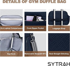 SYTRAH Gym Bag for Women, Lightweight Workout Duffle Bag with Shoe & Wet Separation for Gym, Yoga, Travel & Overnight, Stylish Sports Bag with Adjustable Shoulder Strap Blue