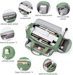 Hanke Small Travel Duffel Bag, Under Seat Carry On Personal Item Bag with 11 Pockets, Lightweight Water Resistant Foldable Weekender Bag with Trolley Sleeve for Travel Gym Daily Use（Forest Green）