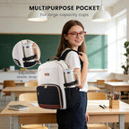 LOVEVOOK Lunch Backpack with Lunch Compartment,17 Inch Laptop Work Travel Insulated Cooler Backpack,Waterproof College Teacher Lunch Bag Box with Tumbler Holder,Gifts for Men Women,Beige-Black-Brown