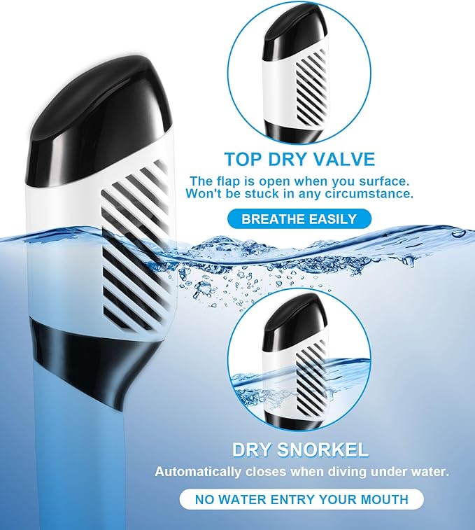 Aegend Snorkeling Gear for Adults Youth Kids, Snorkel Mask with Top Dry Valve - Panoramic View Anti-Leak and Anti-Fog with Mesh Bag for Snorkeling, Scuba Diving, Freediving & Swimming