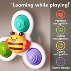 ALASOU 3PCS Pop Suction Cup Spinner Sensory Airplane Travel Toys for 1 Year Old Boy Girl Infant Toddlers|Novelty Spinning Tops 12 18 Months|1 2 Year Old Boy Birthday Gift|Baby Bath Toy Kids Ages 1-3