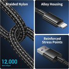 5Pack for iPhone Charger Cable 3ft Lightning to USB Cables Fast for iPhone Charging Cord [Apple MFi Certified] Nylon Braided for iPhone 14/13/12/11 Pro/X/Xs Max/XR/8 Plus/7/6/5/SE,for IPad, 3 Foot