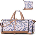 Lekesky Foldable Travel Duffle Bag for Women, Large Duffel Bag with Separate Shoes Compartments & Straps, Carry On Weekend Bag for Women, Hospital, Overnight (Pink Floral Print, 80L)