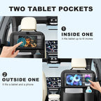 2Pack Car Backseat Organizer with Foldable Table Tray,6 Storage Pockets Car Storage Organizer with Tablet Holder,Car Seat Back Protectors Kick Mats Travel Accessories (Black)