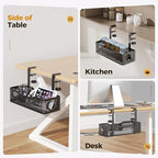 4 Pack Under Desk Cable Management Box Black, Cinati 53.6" Wire Organizers No Drill, Cord Organization Tray with Clamp for Office, Home - No Damage to Desk