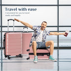 OLIXIS 3-Piece Luggage Set, Carry On Suitcases with Spinner Wheels, Expandable Travel Luggage with TSA Approved Lock & ABS Hard Shell, Pink, 20/24/28 Inch