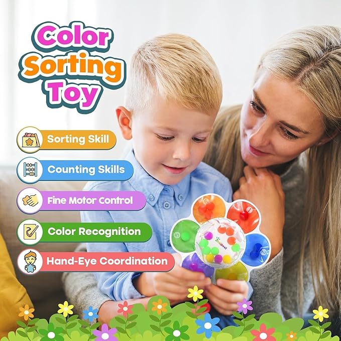 ZaxiDeel Sensory Toys Color Sorting Toys: Quiet Fidgets for Classroom Montessori Toy for Toddlers, Preschool Learning Activities Calm Dwon Travel Toy for Boys Girls Gifts Ages 1-3 3-5