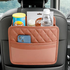 Mandark Car Seat Back Organizer, PU Leather Automotive Backseat Hanging Storage Pocket, Multipurpose Vehicle Travel Essentials Accessories for Kids & Adults, Universal for Most Cars (Orange)