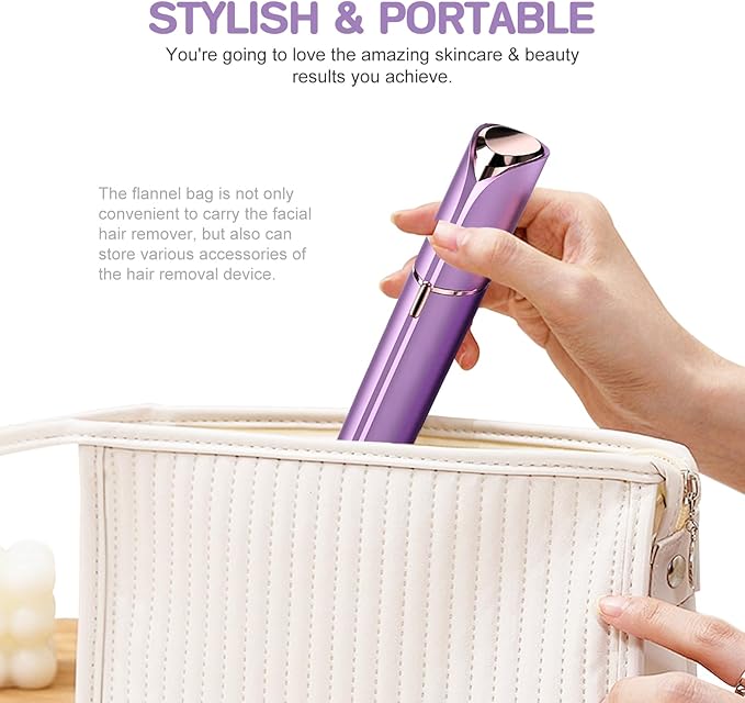 tuokiy Women Facial Hair Removal Device Battery Operated with 2 Replacement Heads,Ladies Face Shaver for Peach Fuzz Upper Lip,Chin, Facial Hair Removal for Women, Purple