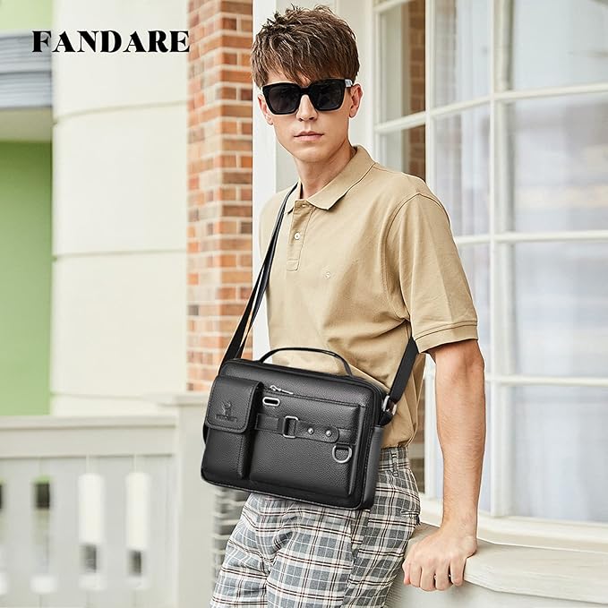 FANDARE Retro Briefcase Men Messenger Bag PU Leather Handbag
