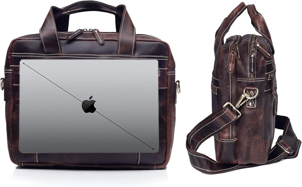 Leather Messenger Bag For Men, Vintage Handmade Laptop Briefcase and Shoulder Bag for Men Woman