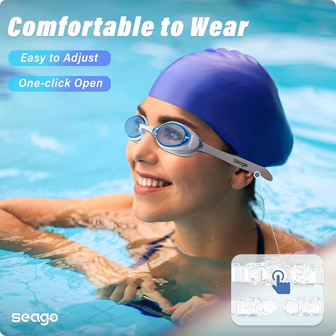 Seago 2 Pack Swimming Goggles Anti-fog Anti-UV Silicone Swim Goggles Adult Women Men