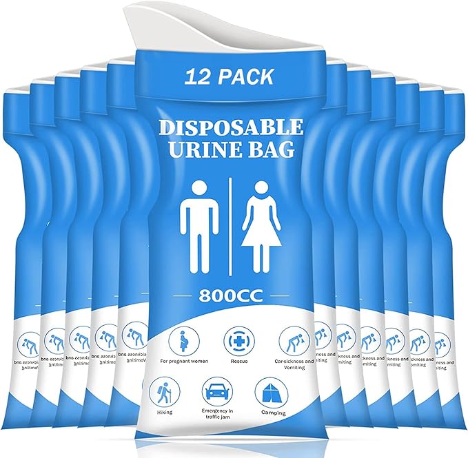 DIBBATU Disposable Urine Bag, 12/24 Pack Pee Bags for Travel for Women/Men, 800ML Emergency Portable Urinal Bag and Vomit Bags, Unisex Urinal Bag for Camping, Traffic Jams, Pregnant