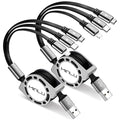 Multi Charging Cable 3A, [2Pack 4ft] Retractable Multi Charging Cord 3 in 1 Fast Charger Cord, USB C Charger Adapter with Lightning/Type C/Micro USB Ports for Cell Phones/iPhone/Samsung/PS/Tablets