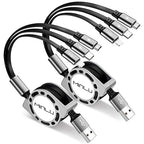 Multi Charging Cable 3A, [2Pack 4ft] Retractable Multi Charging Cord 3 in 1 Fast Charger Cord, USB C Charger Adapter with Lightning/Type C/Micro USB Ports for Cell Phones/iPhone/Samsung/PS/Tablets