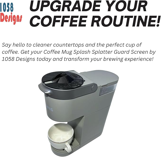 Coffee Mug Cup Splash Splatter Guard Screen compatible with Keurig and other single serve brewing machines by 1058 DESIGNS (Black)