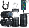 4-Pack Solar Camping Lanterns,Rechargeable LED with USB/Solar/AA Battery,Magnetic Base,Hanging Hook,Collapsible, Waterproof for Emergency, Hiking,Hurricane,Campsites,Lanterns for Power Outages