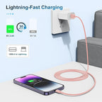 3 Pack Apple MFi Certified Charger Cable 6ft, Lightning to USB Cable Cord 6 Foot, 2.4A Fast Charging,Apple Phone Long Chargers for iPhone 13/12/11/11Pro/11Max/ X/XS/XR/XS Max/8/7/6 Pink