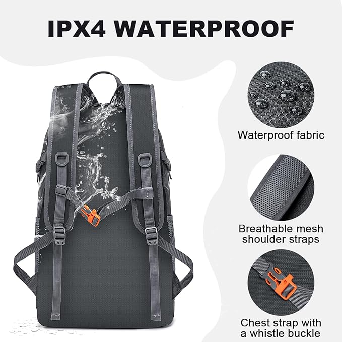 MIYCOO Backpack - Ultra Lightweight Packable Backpack for Travel Camping, Hiking Back Pack Waterproof Foldable Daypack for Men Women Grey