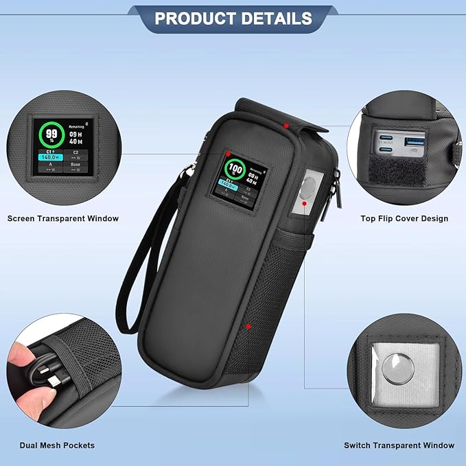 Case Compatible with Anker Prime 27,650mah Power Bank 250w, Laptop Phone Computer Battery Chargers Travel Carrying Holder for Portable Charger Fast Charging &USB Cables, Adapters (Bag Only)
