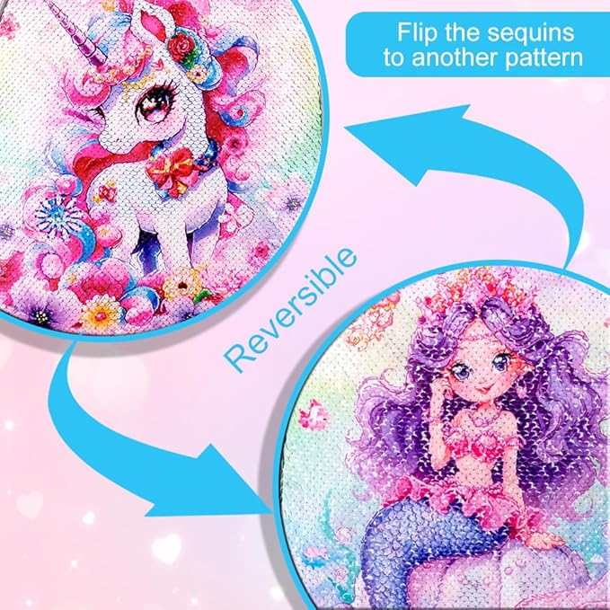 Girls Luggage, Kids Sequins Rolling Luggage, Cute Unicorn Travel Carry on for Elementary Preschool Toddler