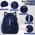 Drawstring Gym Backpack, Sports Bag with Adjustable Shoulder Straps, Cinch Sack for Fitness, Swimming, Travel (Navy)