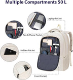 MATEIN Extra Large Backpack for Women, 18 Inch TSA College Backpack with Multiple Compartments & Anti Theft Pocket, 50 L Fashion Work Computer Carryon for Business, Cream Beige