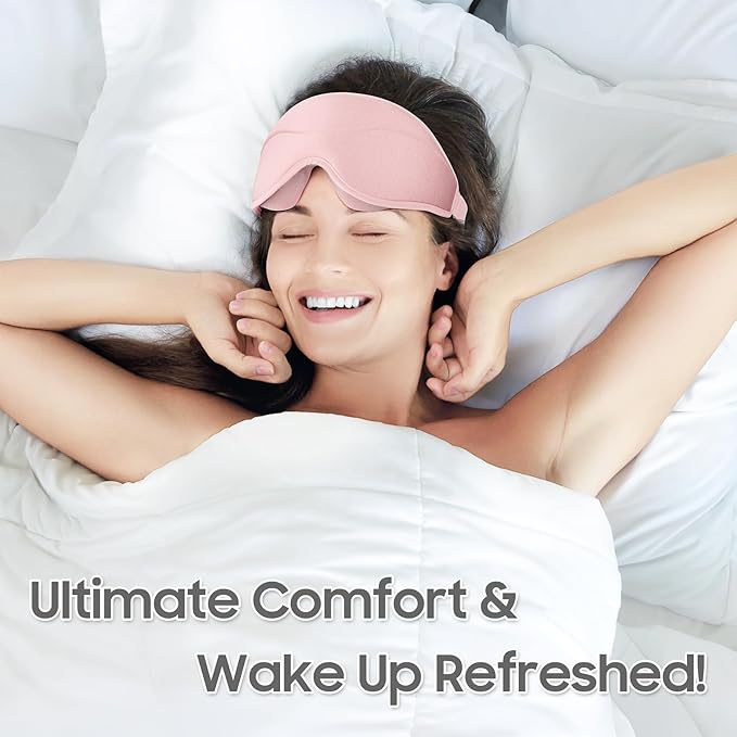 Sleep Mask - Total Blackout 3D Sleeping Mask, Super Lightweight & Silky Soft Eye Mask for Sleeping, Fully Adjustable Fit for Home, Office, Traveling, Meditation, Yoga, Pink, Mothers Day Gifts