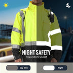 SKSAFETY Hi Vis Safety Rain Jacket for Men, Construction Work Rain Gear Heavy Duty Class 3 Rain Coat Waterproof Lightweight